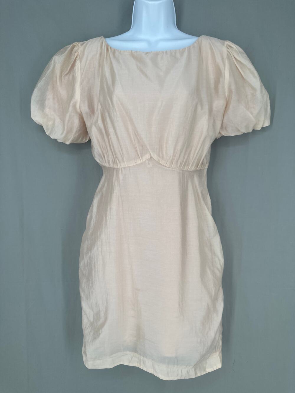 Bohme Dress Womens XS Beige Mini Party Empire Babydoll Milkmaid Minimalist